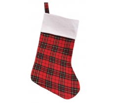 Christmas Plush Tartan Gold Thread Stocking