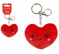 Ultra Soft Love Heart Shaped Pom Pom Keychain