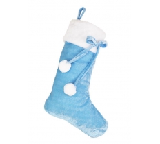 Baby Blue Pom Pom Stocking 40 x 25cm