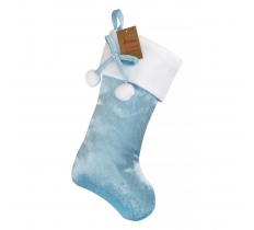 Deluxe Blue Pom Pom Stocking