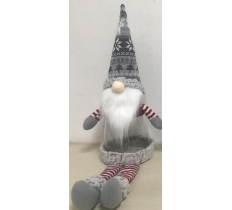 17" GREY NORDIC GONK WITH LONG LEGS CHRISTMAS CANDY JAR