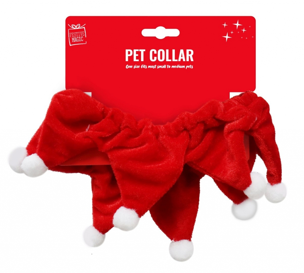 Pet Collar Velvet With Pom Poms - Click Image to Close