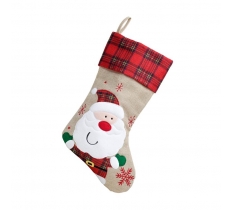 Tartan Santa Christmas Stocking 40cm X 25cm