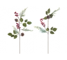 70cm Holly & Berry Picks With Swing Tag. 2 Assorted