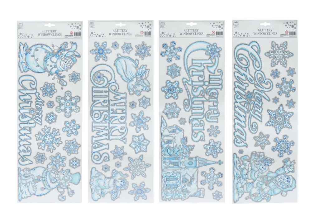 Window Cling Snow Glitter ( Assorted Designs ) - Click Image to Close