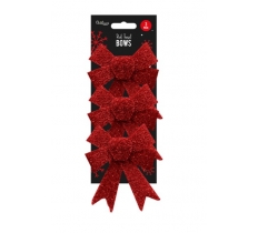 Red Tinsel Bows - 3 Pack