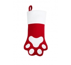 Deluxe Plush Red Dog Paw Shaped Stocking 36cm X 20cm