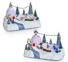 28cm Lit Aniamted Scene With Igloo Bear or Penguin