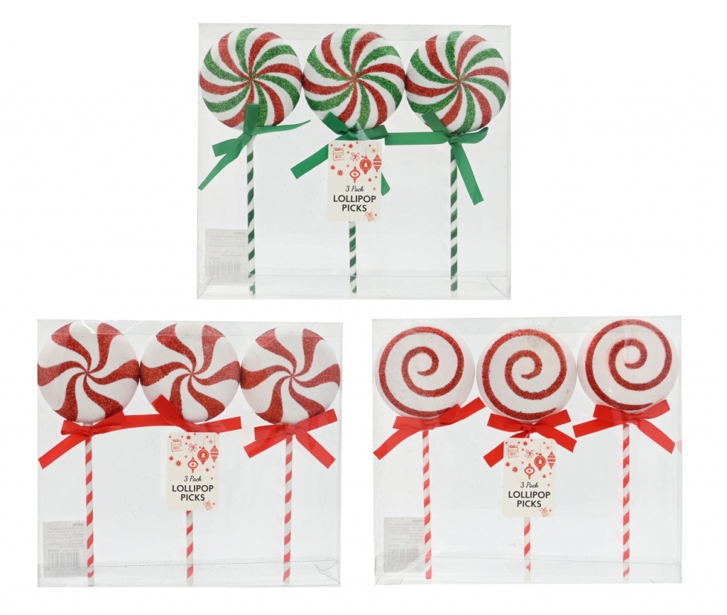 Christmas Lollipop Pick 3Pk - Click Image to Close