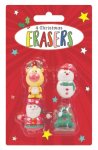 4 Christmas Shaped Erasers