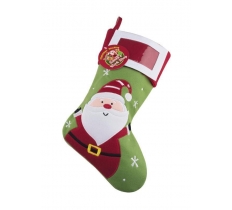 Deluxe Plush Santa Photo Insert Christmas Stocking 40 X 25cm