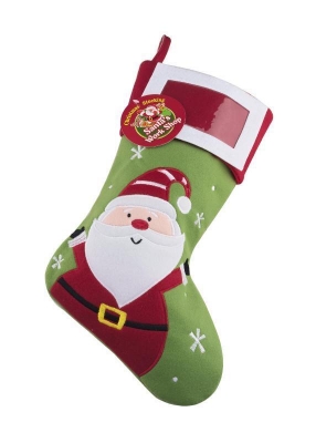 Deluxe Plush Santa Photo Insert Christmas Stocking 40 X 25cm