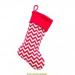 Deluxe Plush Red White Knitted Zig Zag Stocking 40cm X 25cm