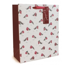Christmas Gift Bag Robin Pattern Large( 26 X 32 X 12cm)