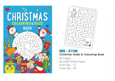 Christmas Maze & Colouring Book (ZERO VAT)