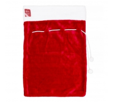 Deluxe Plush Red Approx 50X70cm Sack With Pom Pom