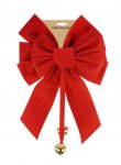 Christmas Flocked Bow With 2 Jingle Bells 24x35cm