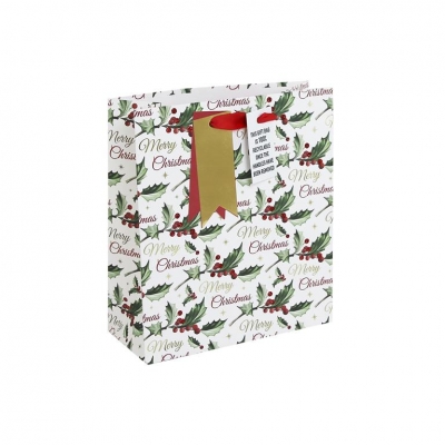 Christmas Holly Script Medium Bag(215Mm X 253Mm X 102Mm)