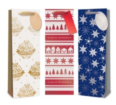 Christmas Gift Bag Foil White Bottle Bags