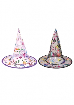 Child Witch Multi Colour Hat ( Assorted Designs )