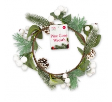 Pine Cone / Mistletoe Wreath 25cm