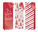 Christmas Red Foil Bottle Bags