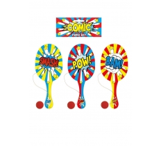 Comic Impact Wooden Paddle Bat And Ball Games (22cm)