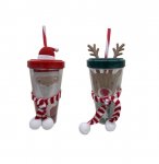 Deluxe Christmas Scarf Drinking Cup With Straw