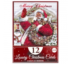 Christmas Traditional Santa Card 12pk
