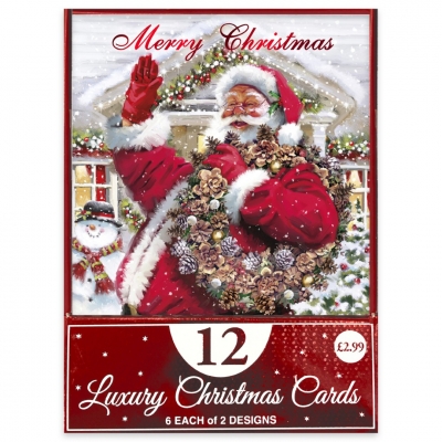 Christmas Traditional Santa Card 12pk