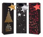 Christmas Foil Black Bottle Bags