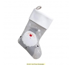 Deluxe Plush Silver Knitted Santa Stocking 40cm X 25cm
