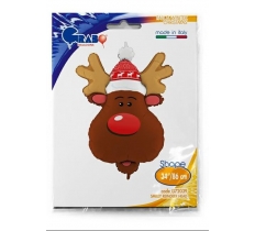 34" Smiley Reindeer Head Balloon