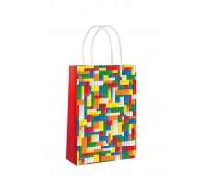 Brickz Paper Party Bag With Handles 14cm X 21 cm X 7cm