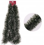 Christmas Tinsel Xmas 2m Fine Cut Green Snow Tipped