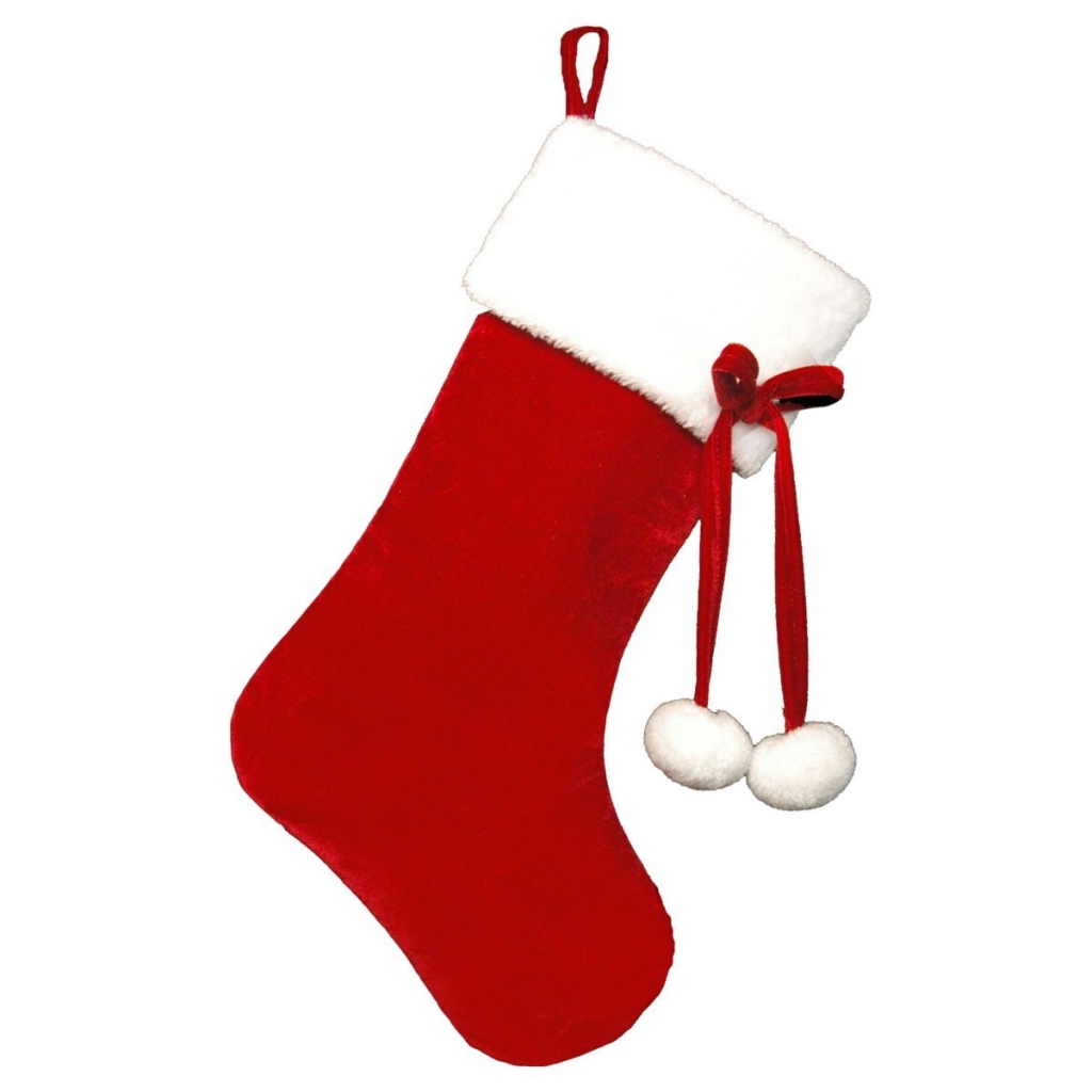 Deluxe Plush Red Velour 54cm Stocking With Pom Pom Ties - Click Image to Close