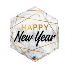 20" Hexagon New Year Marble Balloon