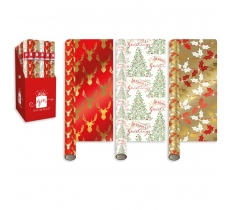 Christmas 1.5M Wrap Foil Traditional Christmas 3 Design