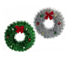 Snow White Bow & Baubles Wreath 38cm