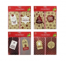 Money Wallets Red Foiled 2 Pack ( Assorted Designs )