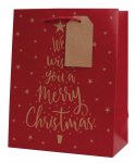 Christmas Kraft Text Tree Medium Gift Bag( 18 X 23 X 10cm)