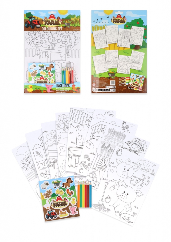 Farm Animal Colouring Set with Stickers - Click Image to Close