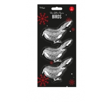 Silver Glittered Clip-On Bird Christmas Decoration - 3 Pack