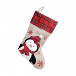 Tartan Penguin Christmas Stocking 40cm X 25cm