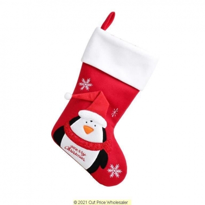 Deluxe Plush Red Penguin With 3D Hat Stocking 40cm X 25cm
