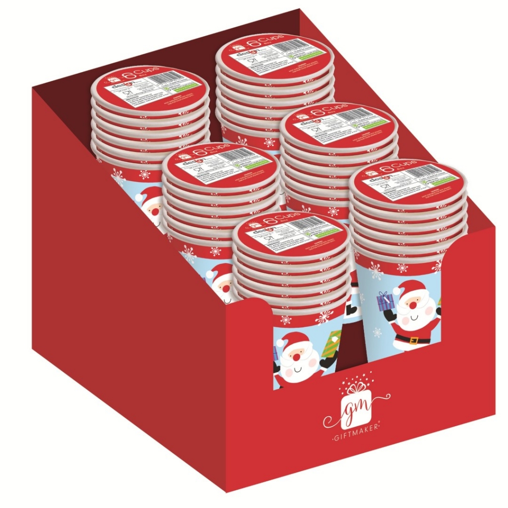 Christmas Cups 8oz Kids Character Pack Of 6 - Click Image to Close