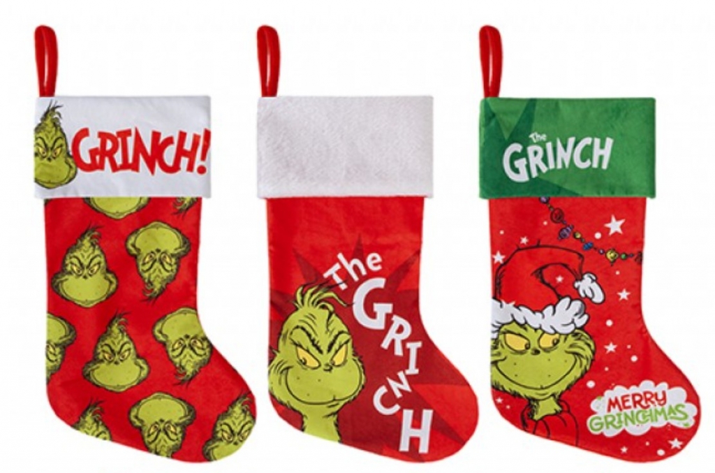 Grinch Small Fleece Stocking 46cm - Click Image to Close