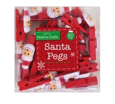 Christmas Santa Wooden Pegs - 20 Pack