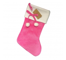 Deluxe Pink Pom Pom Stocking