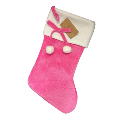 Deluxe Pink Pom Pom Stocking